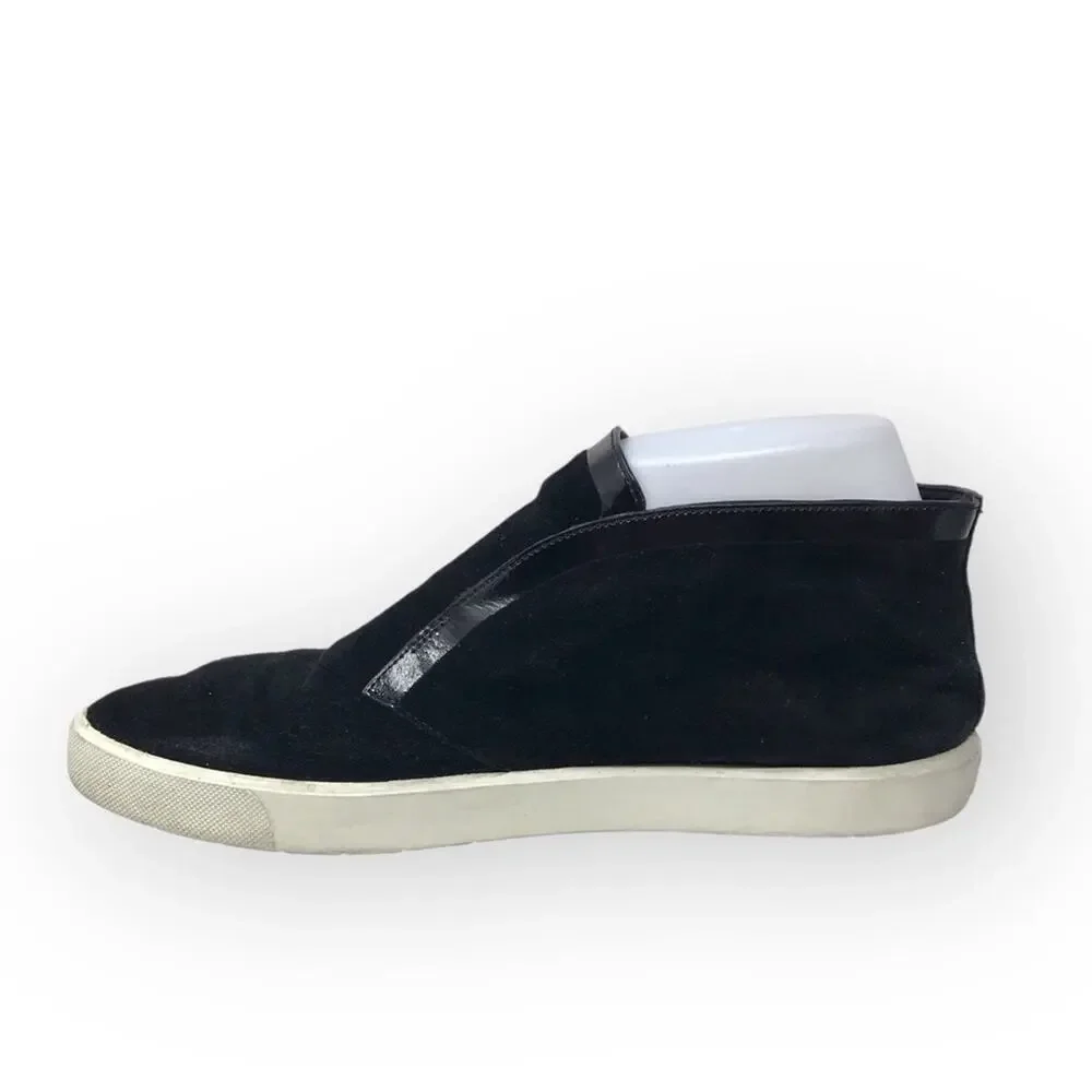 Vince Black Suede Slip-On Sneakers Patent leather Trim Chukka Size 8